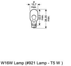 921 OSRAM Bulb, indicator; Bulb, brake-/taillight; Bulb, stop light; Bulb, rear fog light; Bulb, reverse light; Bulb, tail light; Bulb, park-/position light; Bulb; Bulb, position-/outline lamp; Bulb, position-/outline lamp