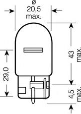 7505 OSRAM Bulb, indicator; Bulb, brake-/taillight; Bulb, stop light; Bulb, rear fog light; Bulb, reverse light; Bulb, tail light; Bulb, park-/position light; Bulb; Bulb, position-/outline lamp; Bulb, daytime running light