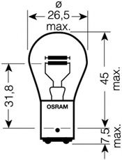 7528 OSRAM Bulb, indicator; Bulb, stop light; Bulb, rear fog light; Bulb, tail light; Bulb, position-/outline lamp; Bulb, auxiliary stop light