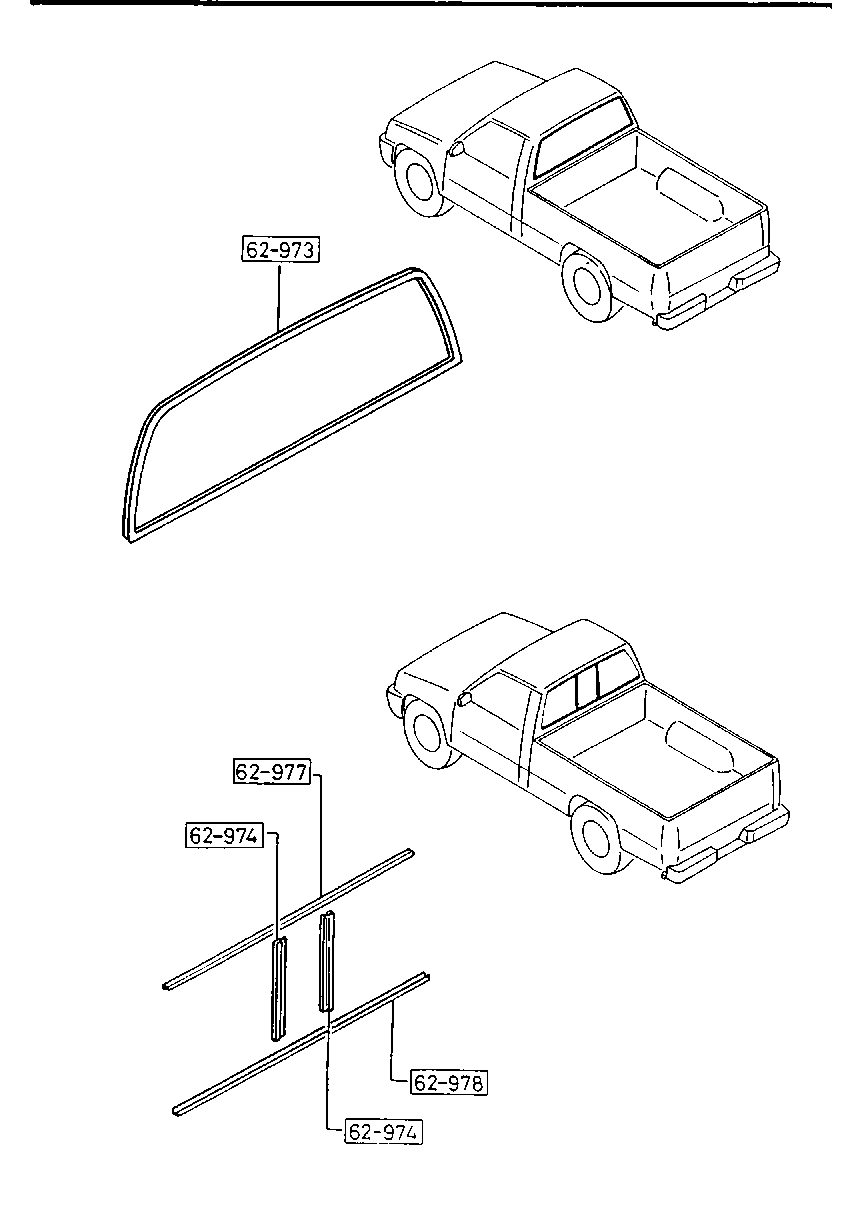 WINDOW FRAME & CHANNEL (LONG BED) のために Mazda B2000 B2000