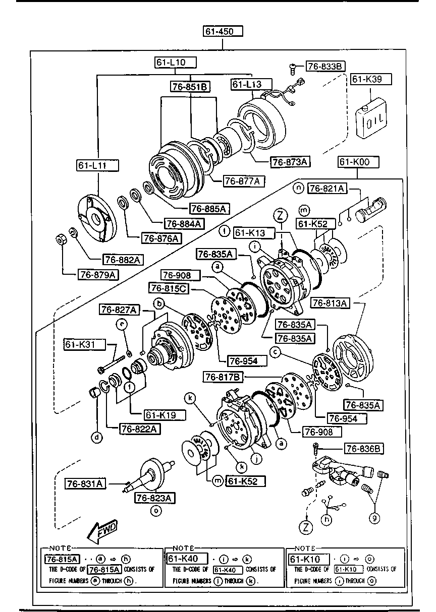 COMPRESSOR COMPONENTS (AIR CONDITIONER) pre Mazda B2000 B2000