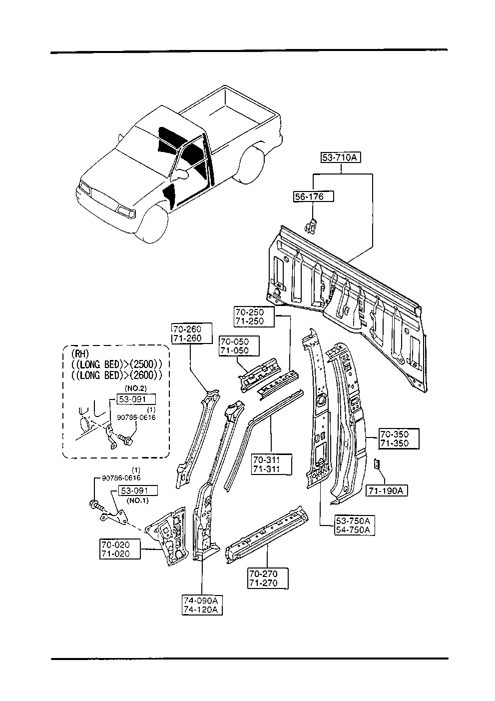 SIDE PANELS (SHORT BED & LONG BED) per Mazda B1800 B1800