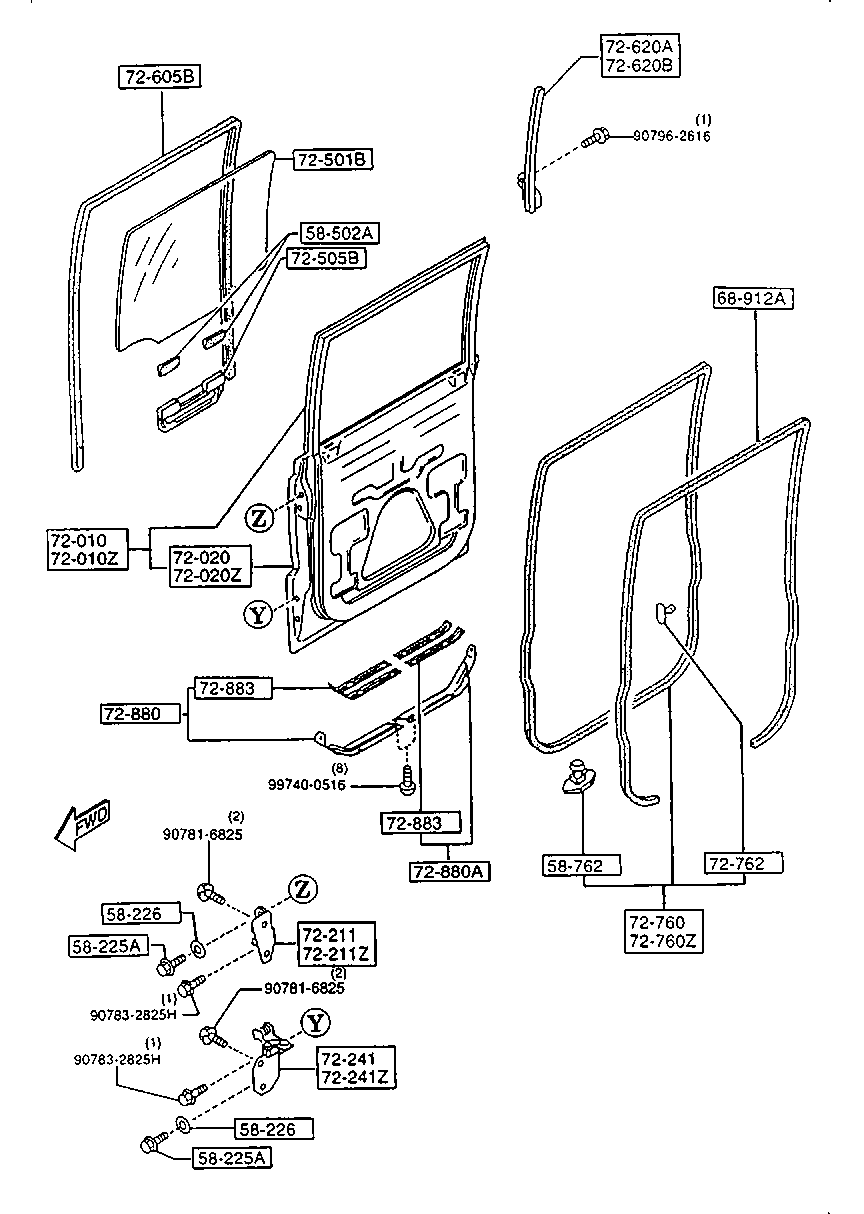 REAR DOORS (DOUBLE CABIN) per Mazda B1800 B1800