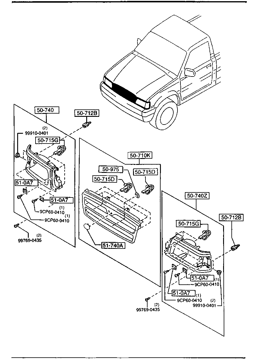 RADIATOR GRILLE per Mazda B1800 B1800