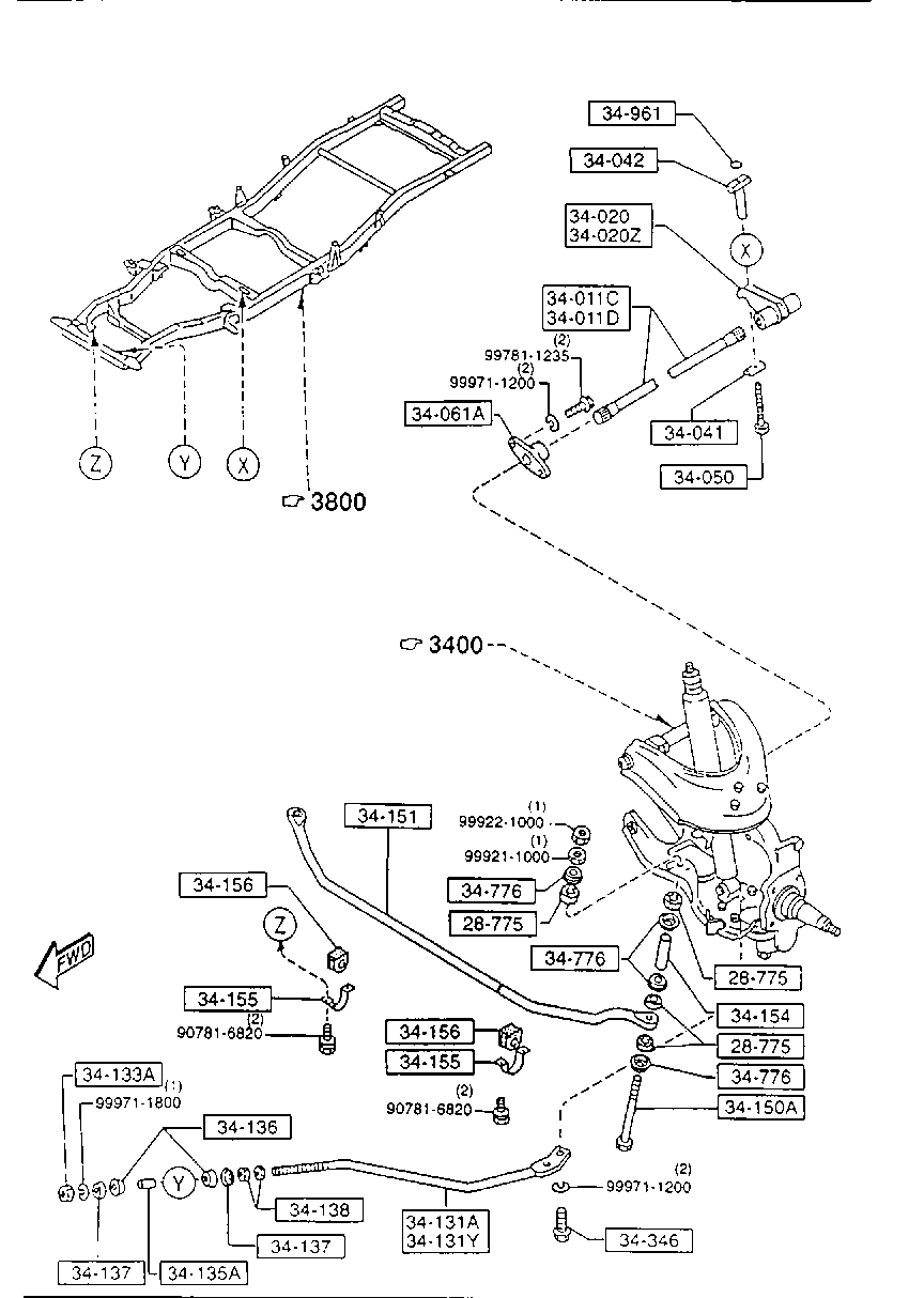 CROSSMEMBER & STABILIZER (4X2) per Mazda B1800 B1800