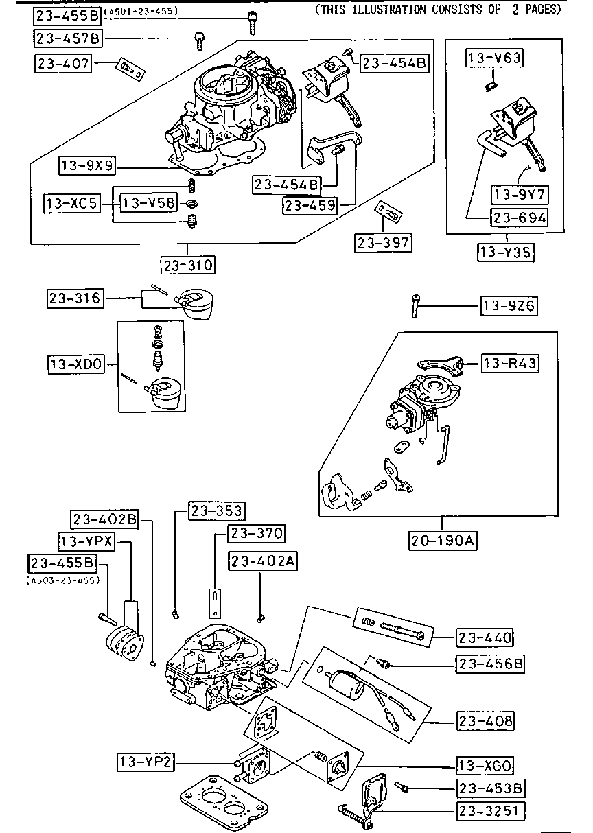 CARBURETOR COMPONENTS (GASOLINE)(2600CC) のために Mazda B2000 B2000