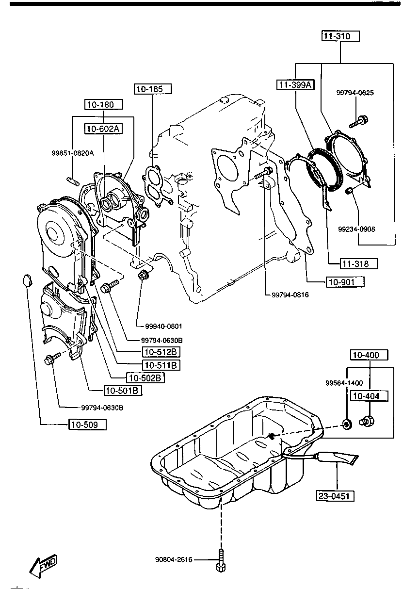 OIL PAN & TIMING COVER (2000CC) for Mazda B2000 B2000