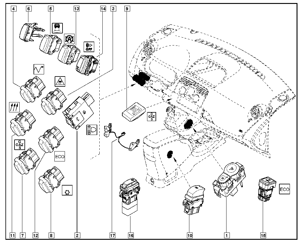 Switches for Renault Kangoo Kangoo II